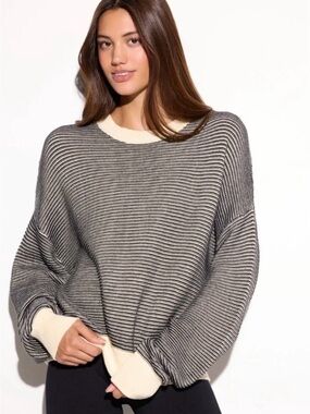 From Anthropologie ~Rue Ottoman Spiritual Gangster Black & Cream Striped Sweater